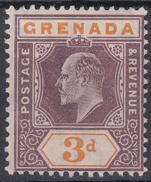 1905 GRENADA KEVII 3d PURPLE & ORANGE (SG#71) MH VF