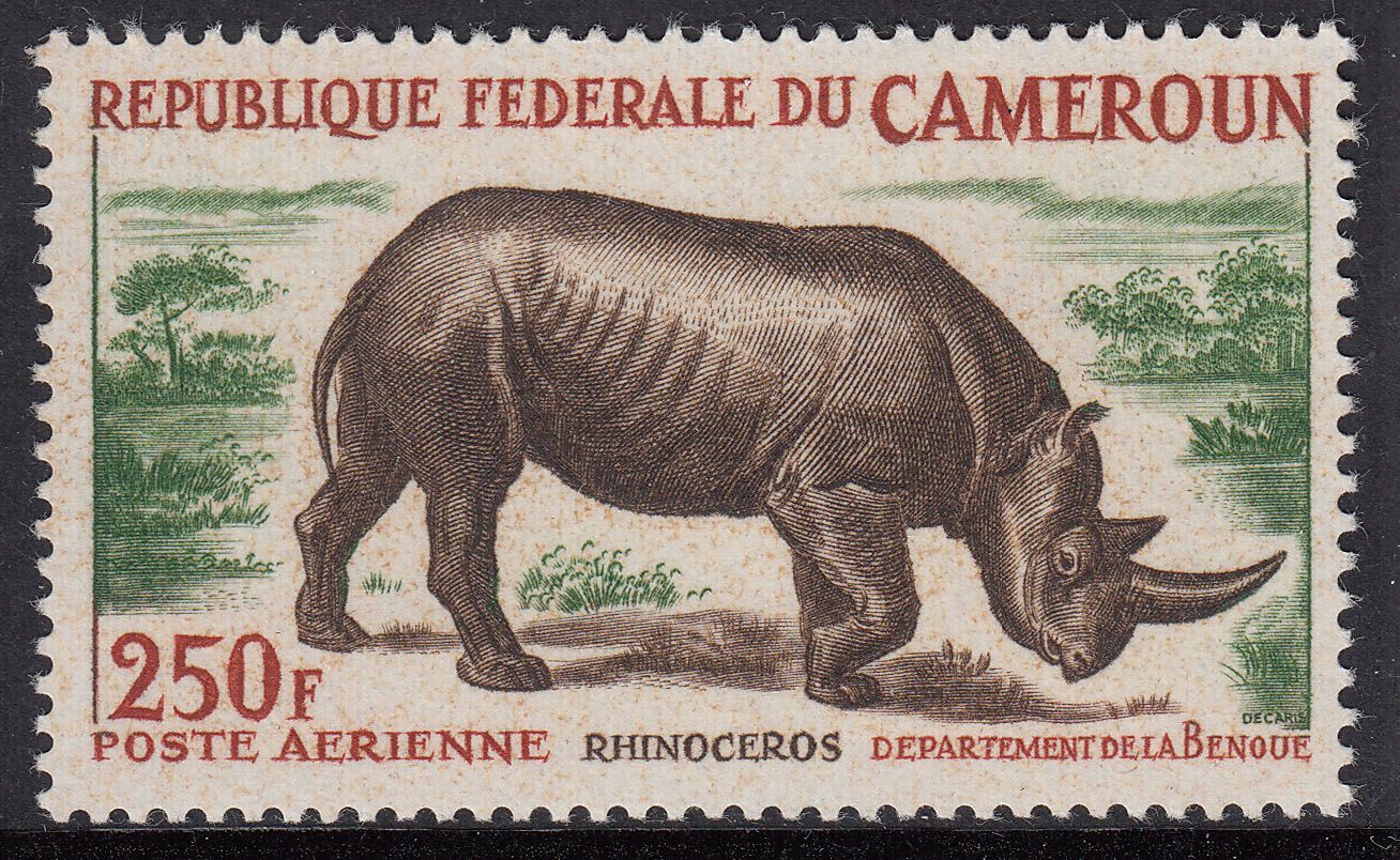 1964 CAMEROON BLACK RHINOCEROS (YVERT# A55) MNH VF