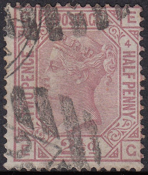 1876 GREAT BRITAIN QV 2½d ROSY MAUVE PLATE 4 (SG # 141) USED FINE