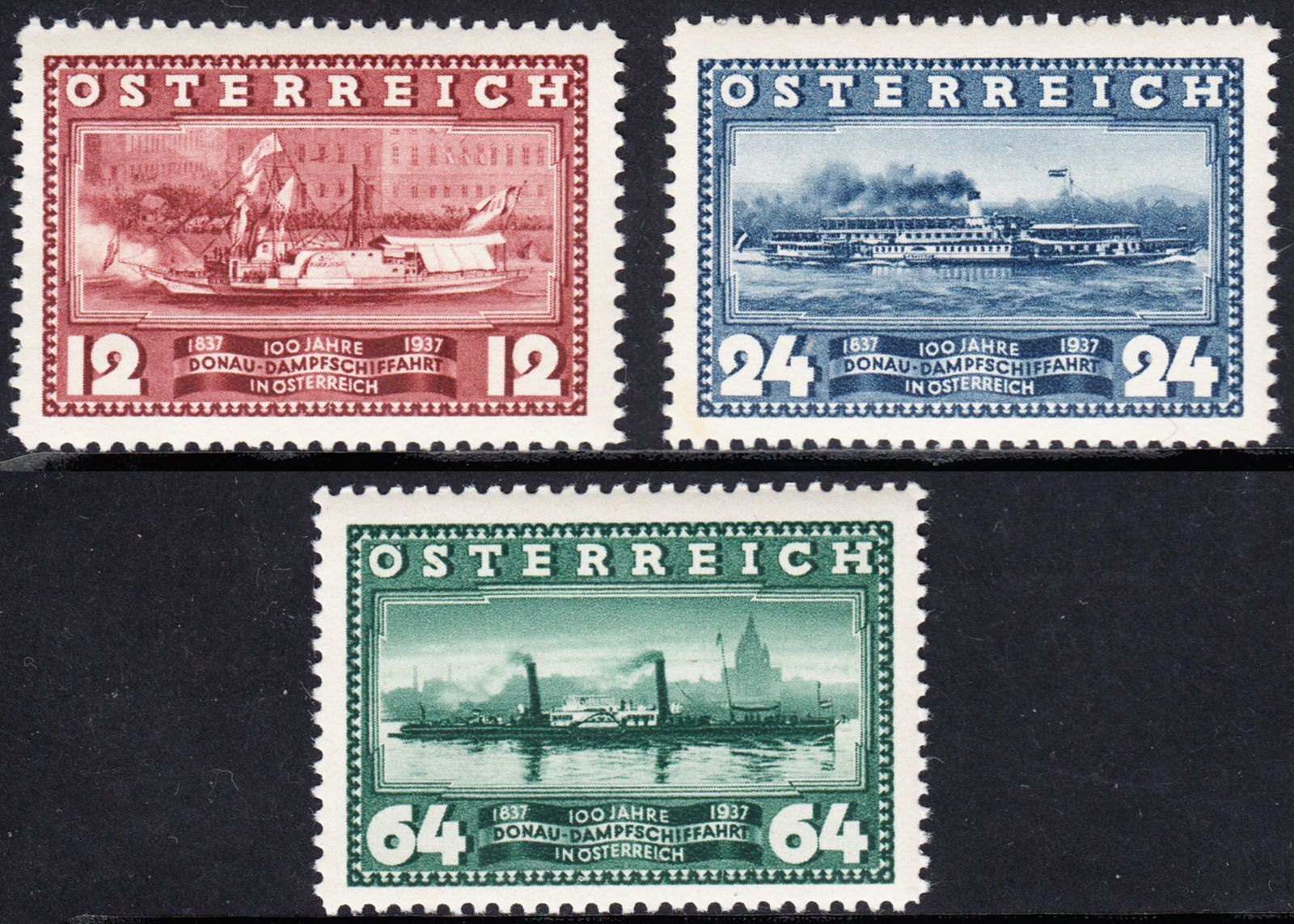 1937 AUSTRIA STEAMSHIPS COMPLETE SET (YVERT# 496-498) MNH VF
