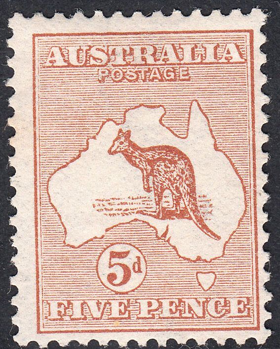 1913 AUSTRALIA KANGAROO 5d CHESTNUT (SG#8) MH