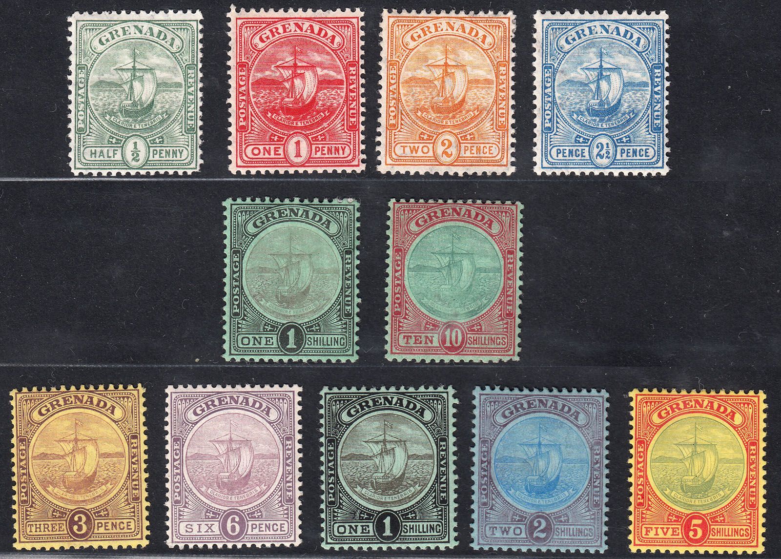 1906-11 GRENADA KEVII, DEFINITIVE COMPLETE SET OF 11 (SG#77-88) MH VF