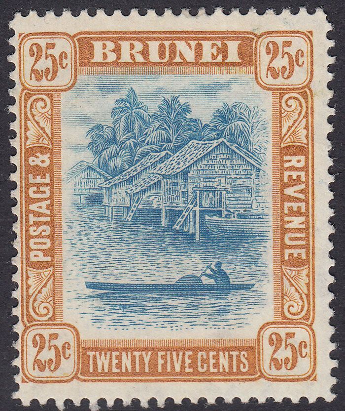 1907-10 BRUNEI 25c PALE BLUE & OCHRE BROWN (SG# 30) MH VF