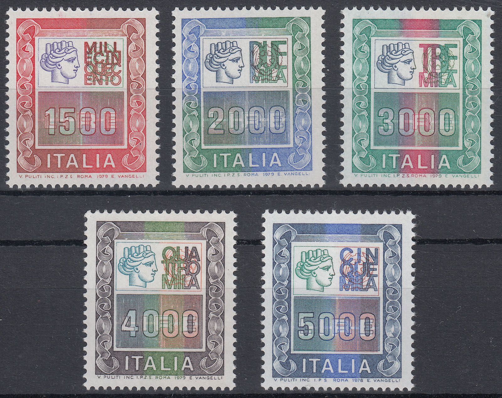 1987 ITALY SHORT SET OF 5 (YVERT# 1367-1371) MNH VF