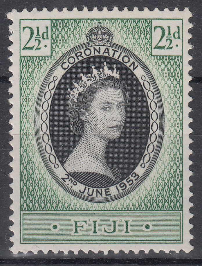 1953 FIJI QEII CORONATION 2½d BLACK & GREEN (SG# 278)