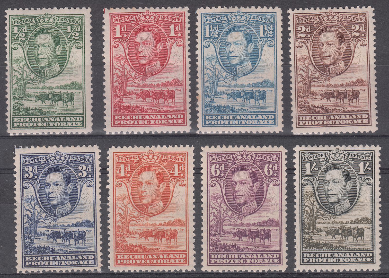 1938 BECHUANALAND KGVI DEFINITIVES SHORT SET (SG# 118-125) MH