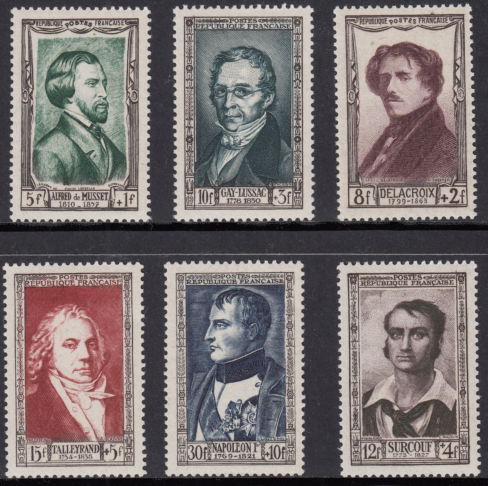 1951 FRANCE PORTRAIT FRAMES (YVERT #891-896) MNH VF