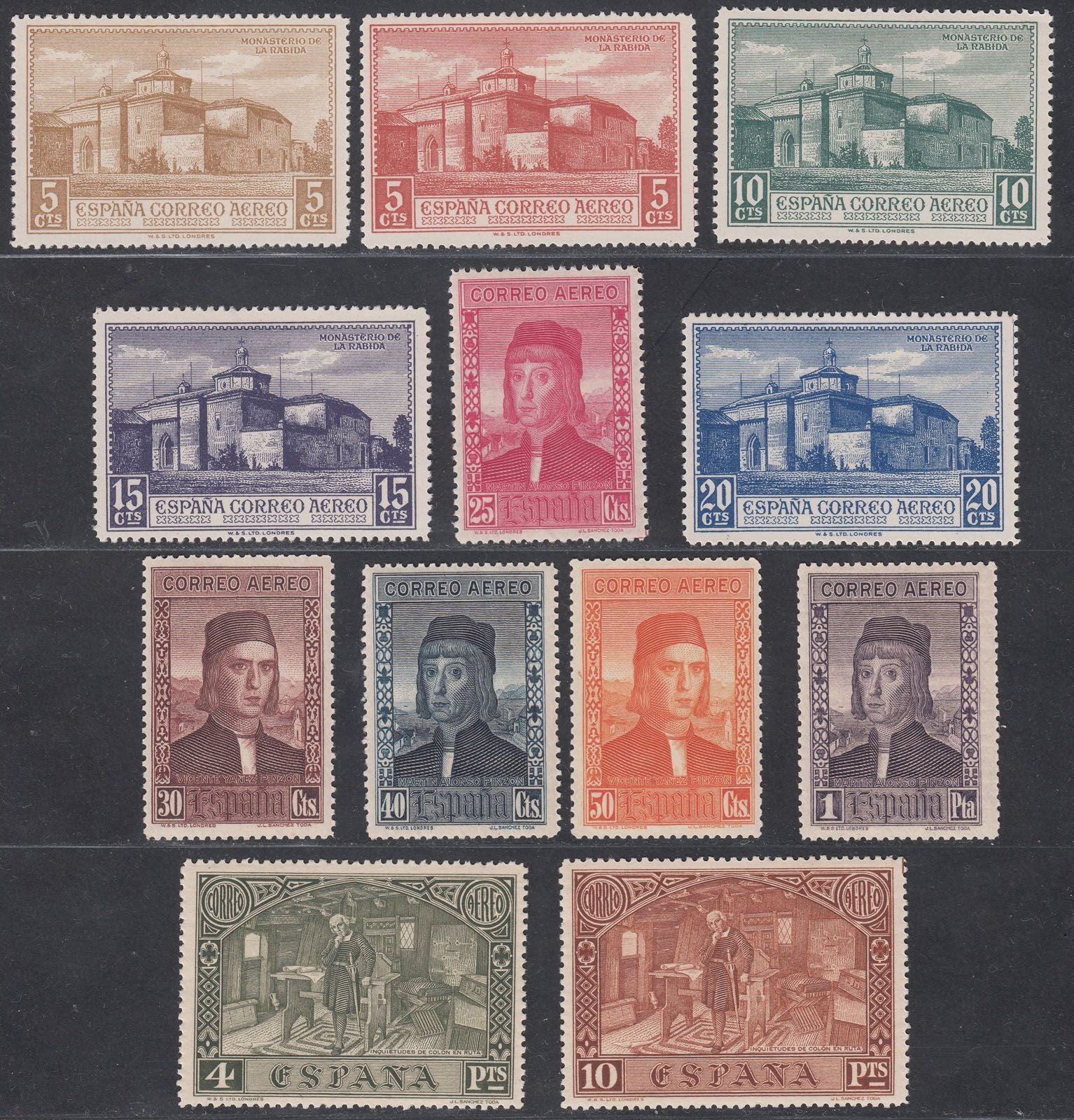 1930 SPAIN CHRISTOPHER COLUMBUS AIR POST SET (ED.547-558) MH VF