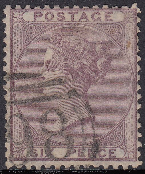 1856 GREAT BRITAIN QV 6d PALE LILAC (SG # 70) USED VF