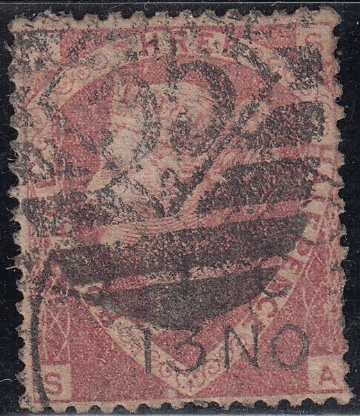 1870 GREAT BRITAIN QV 1½d LAKE RED PLATE 3 (SG # 52) USED VF
