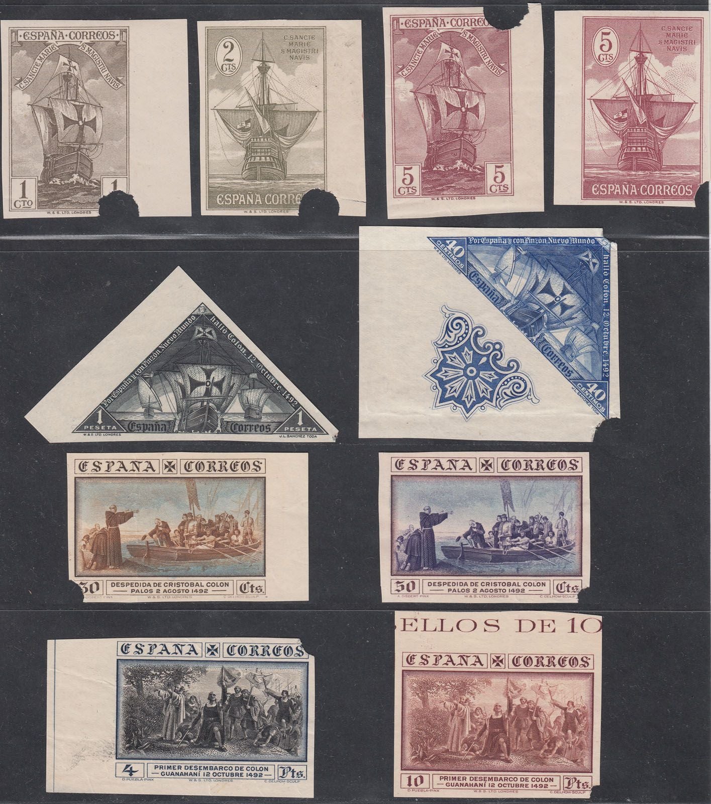 1930 SPAIN COLUMBUS SPECIMEN IMPERFS (ED.531MTas-545MTas) MNG F-VF