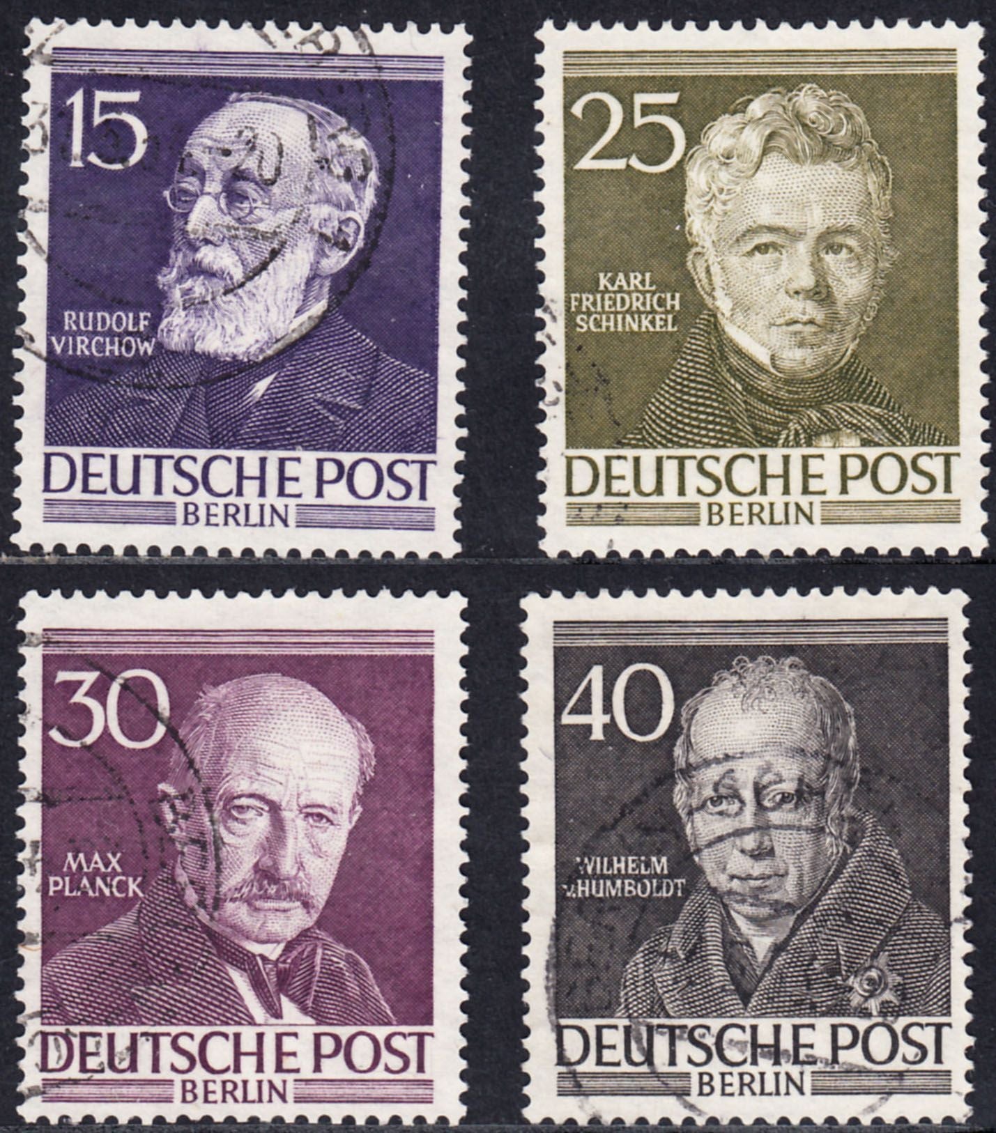 1952-53 GERMANY BERLIN PORTRAITS 4 VALUES (YVERT# 82, 84 & 86) USED VF