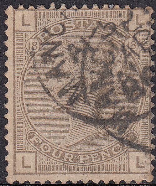 1882 GREAT BRITAIN QV 4d GREY BROWN PLATE 18 (SG # 160) USED