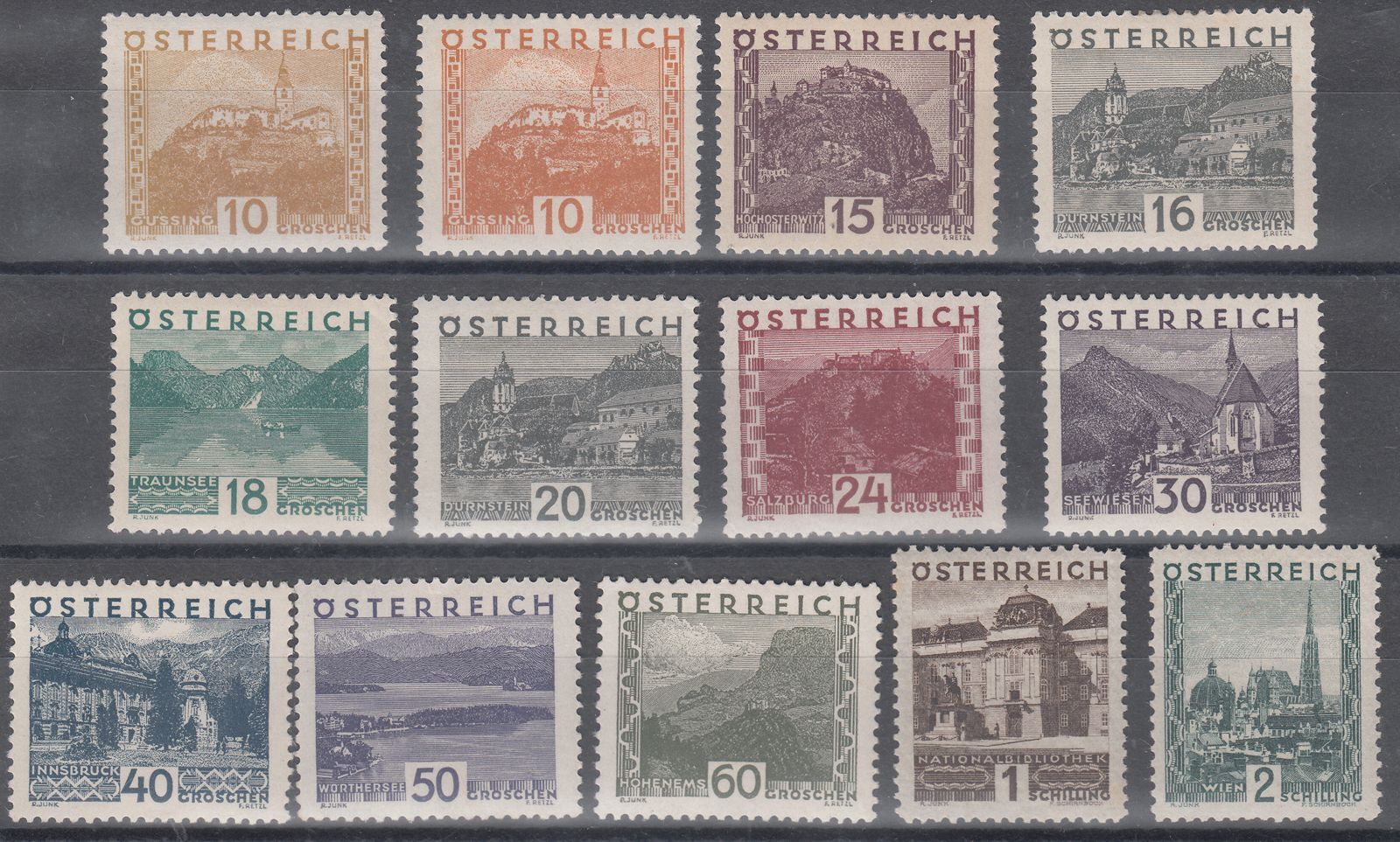 1929-31 AUSTRIA VIEWS (YVERT# 378-389) MH VF