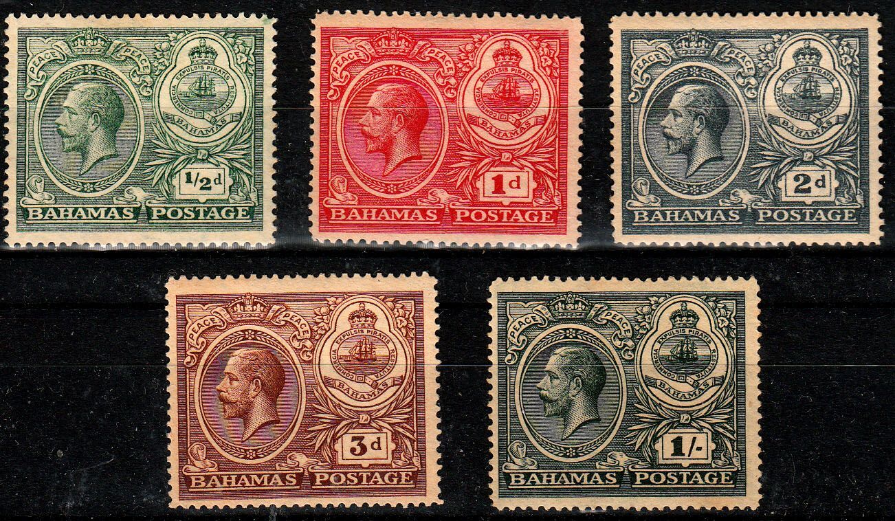 1920 BAHAMAS KGV PEACE COMPLETE SET (SG# 106-110) MH