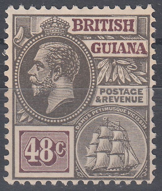 1914 BRITISH GUIANA KGV 48c GREY & PURPLE BROWN (SG#266) MNH VF