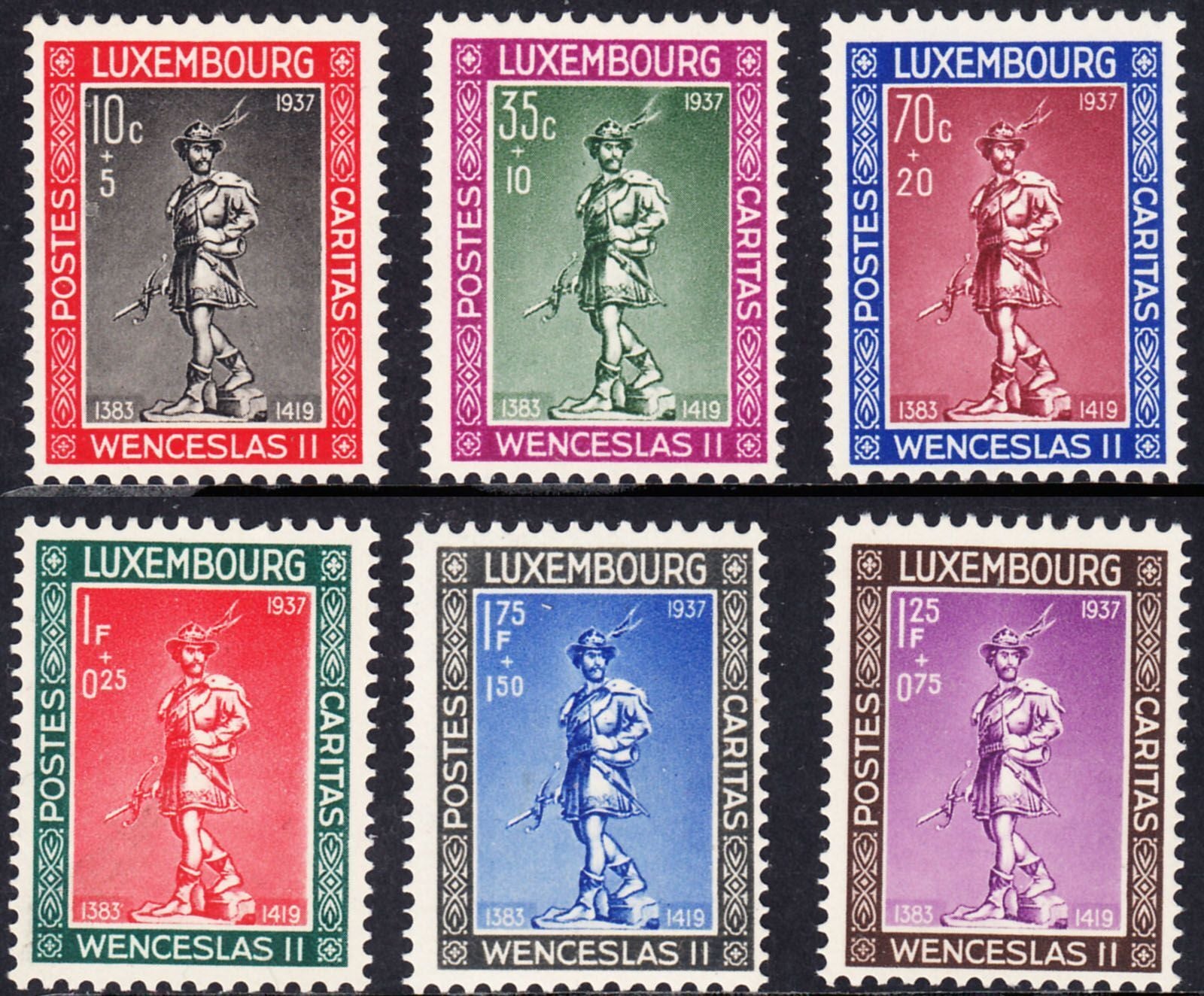 1937 LUXEMBOURG WENCESLAS II (YVERT# 294-299) MNH VF