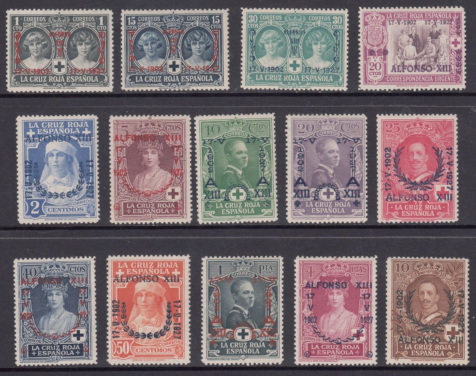 1927 SPAIN CORONATION SILVER JUBILEE ISSUE (ED.349-362) MNH