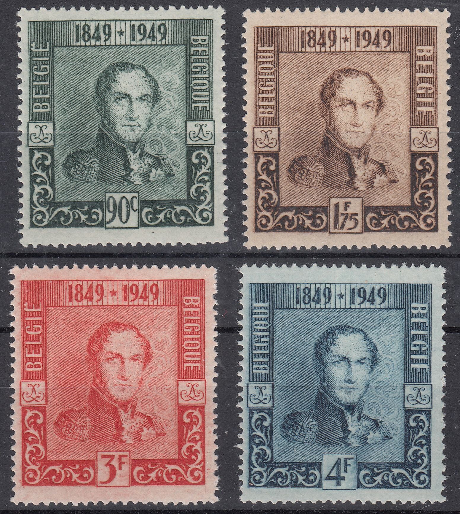 1949 BELGIUM KING LEOPOLD I (YVERT# 807-810) MNH VF