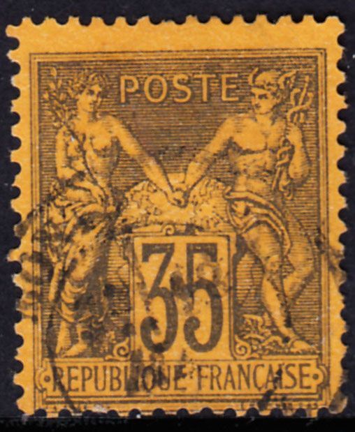 1878 FRANCE SAGE 35c BLACK/YELLOW (YVERT# 93) USED