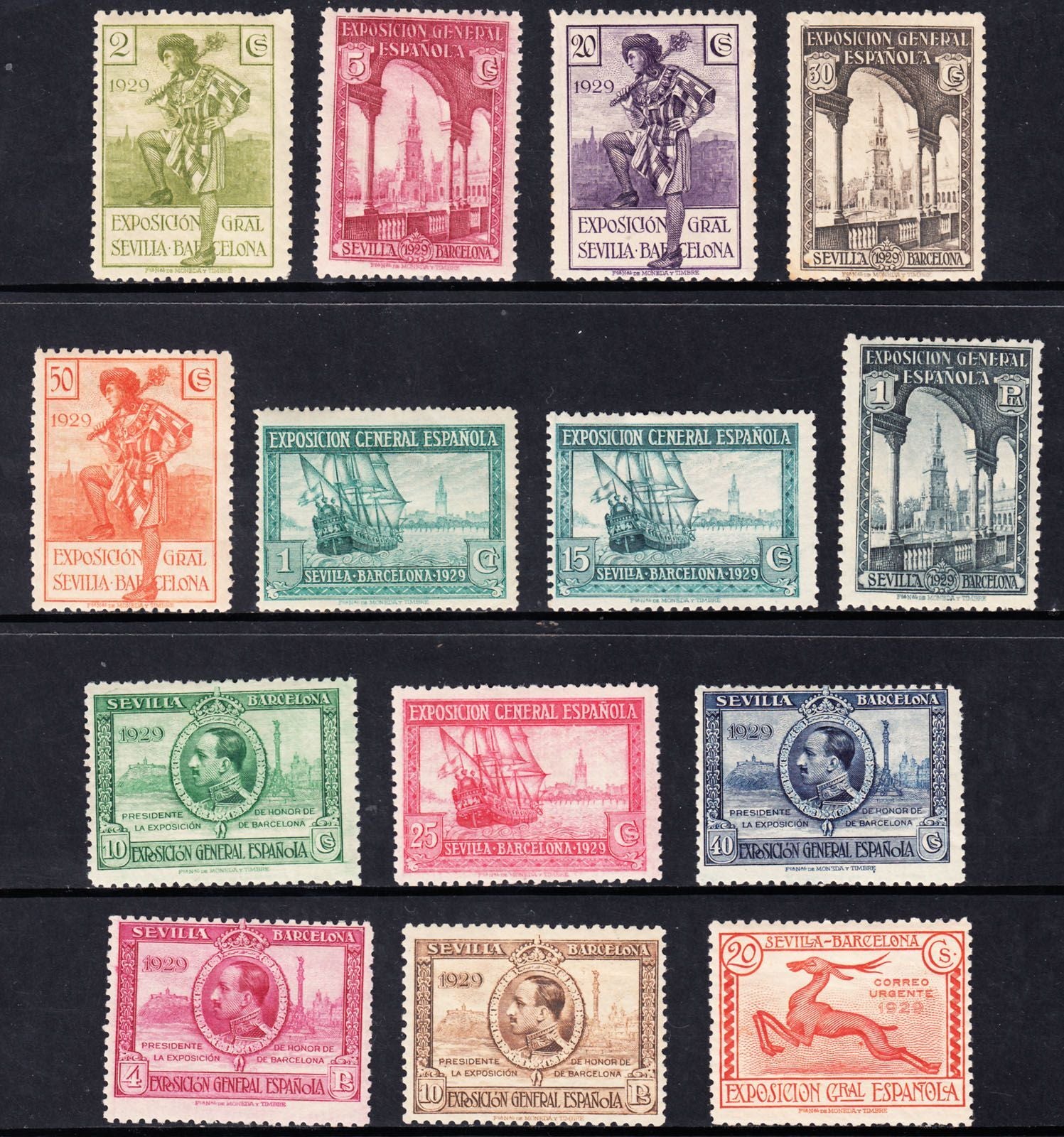 1929 SPAIN SEVILLE & BCN EXPO (ED.434-447) MH VF