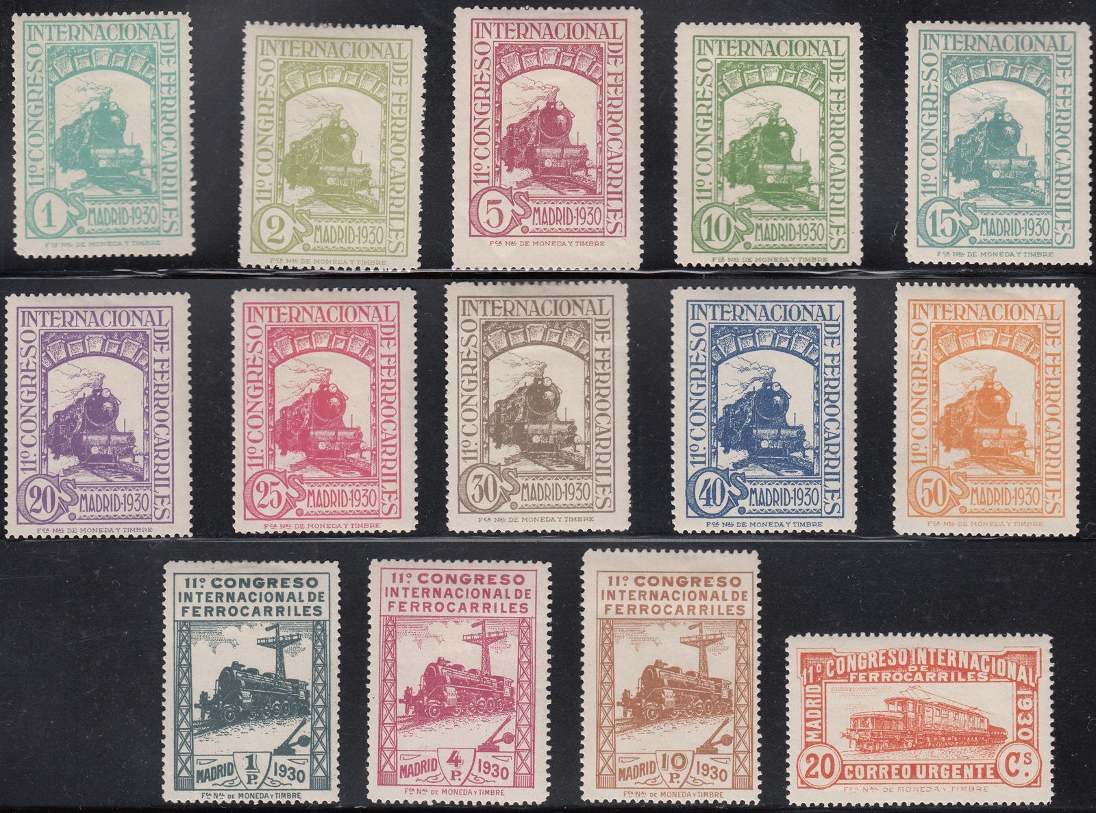 1930 SPAIN RAILWAY CONGRESS SET (ED.469-482) MH VF