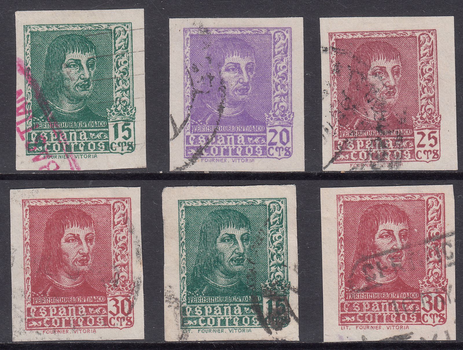 1938 SPAIN FERNANDO THE CATHOLIC IMPERFS (ED.841s-844As) USED VF