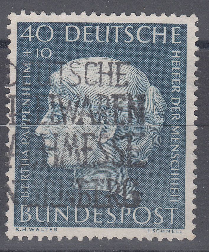 1954 GERMANY FEDERAL REPUBLIC BERTHA PAPPENHEIM (MICHEL# 203) USED VF