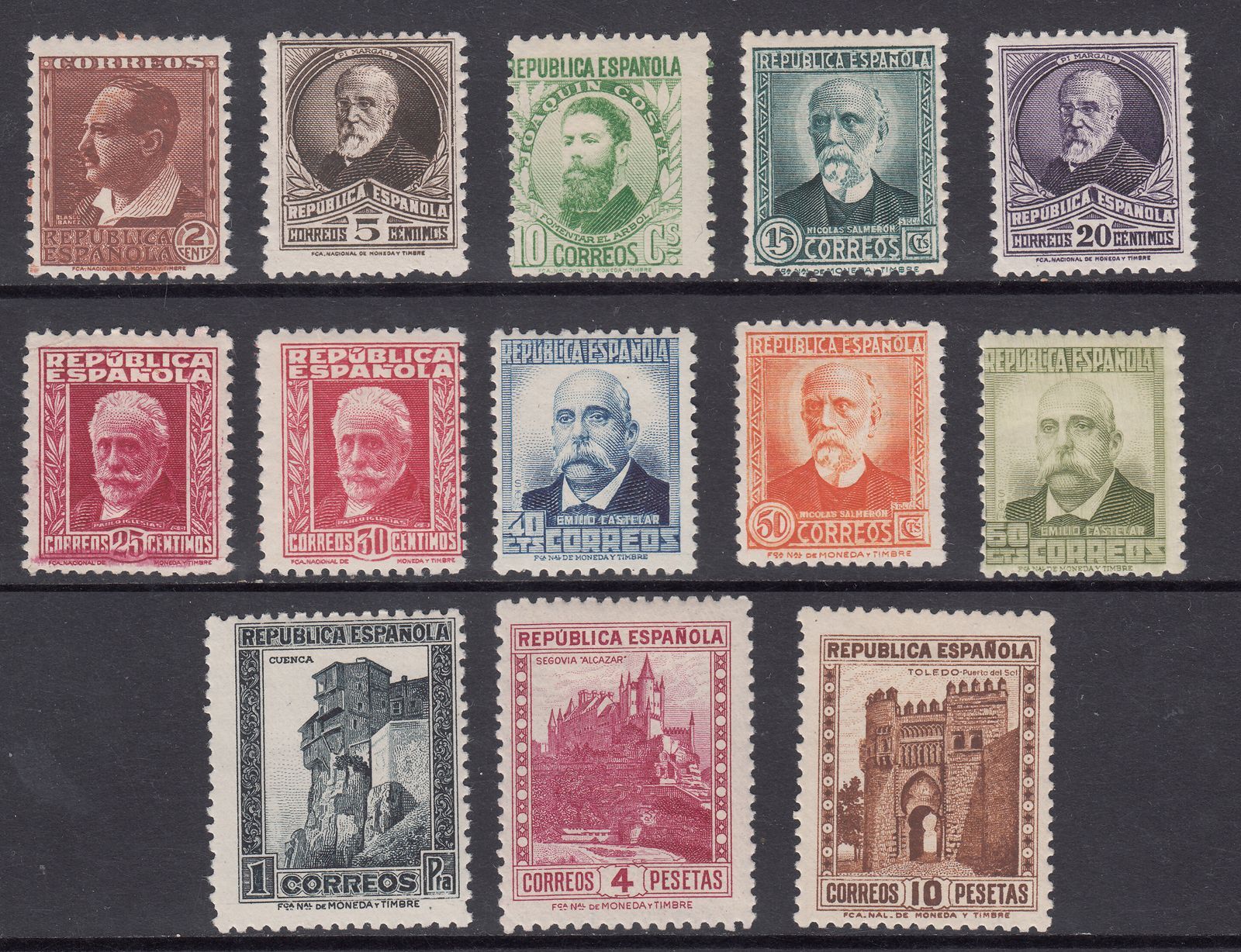 1932 SPAIN PERSONAJES & MONUMENTS (ED.662-675) MH VF
