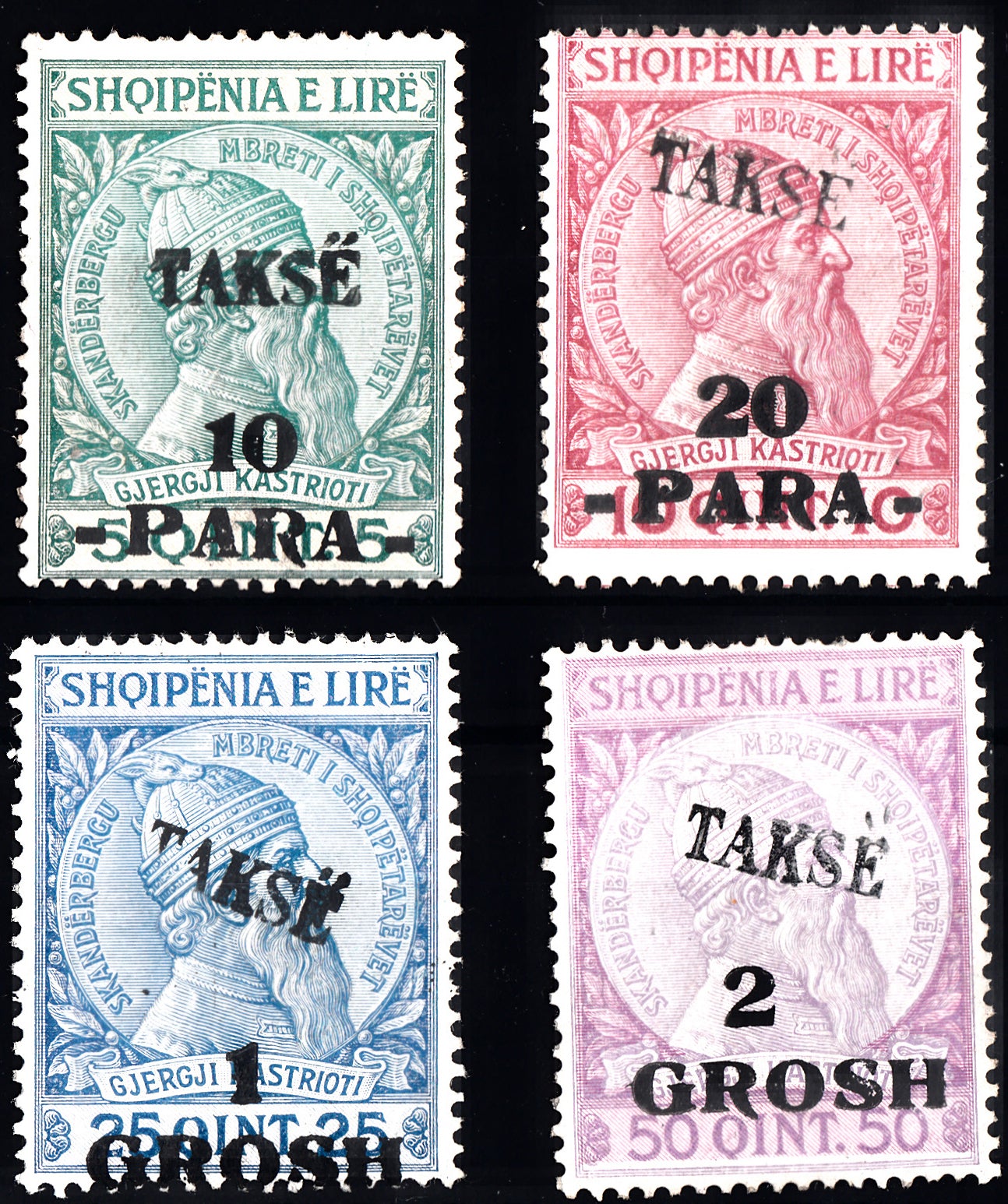 1914 ALBANIA POSTAGE DUE TAX (YVERT# 6-9) MNG FINE