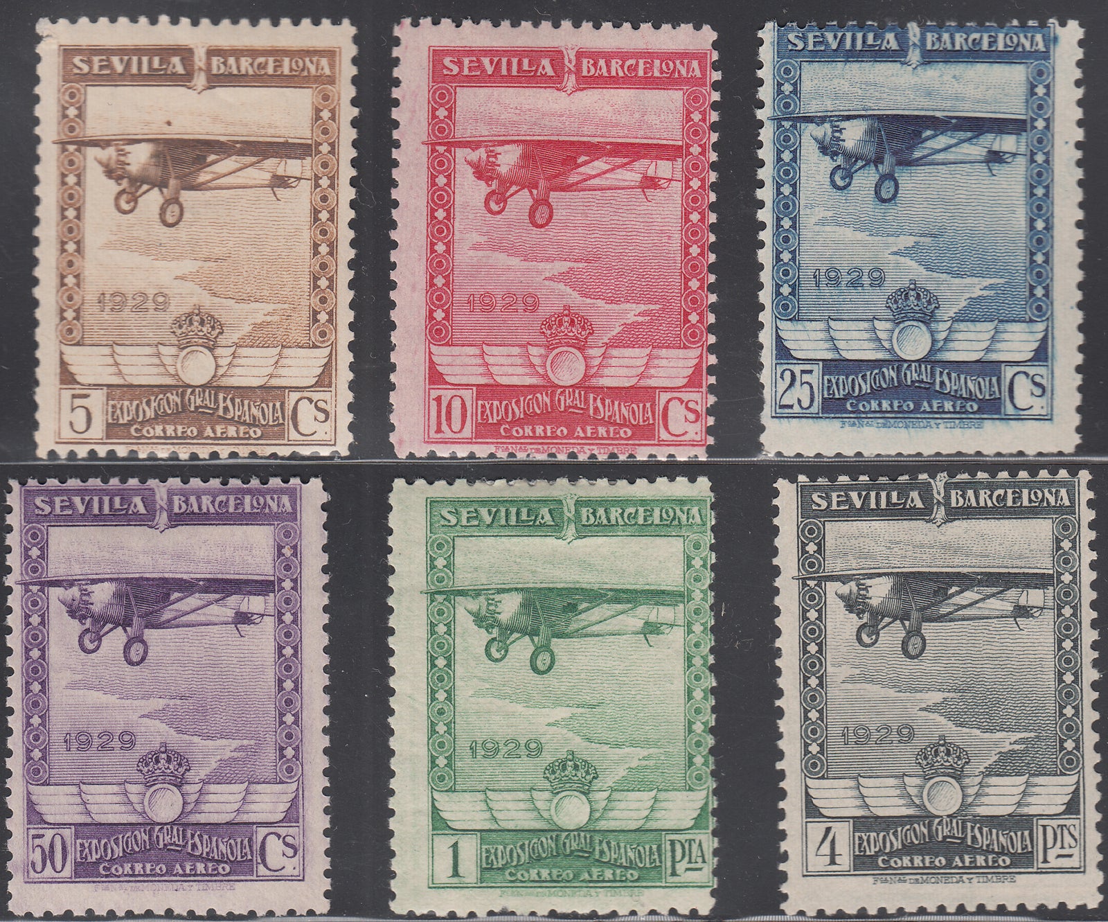 1929 SPAIN SEVILLE-BCN EXPO (ED.448-453) MH F-VF