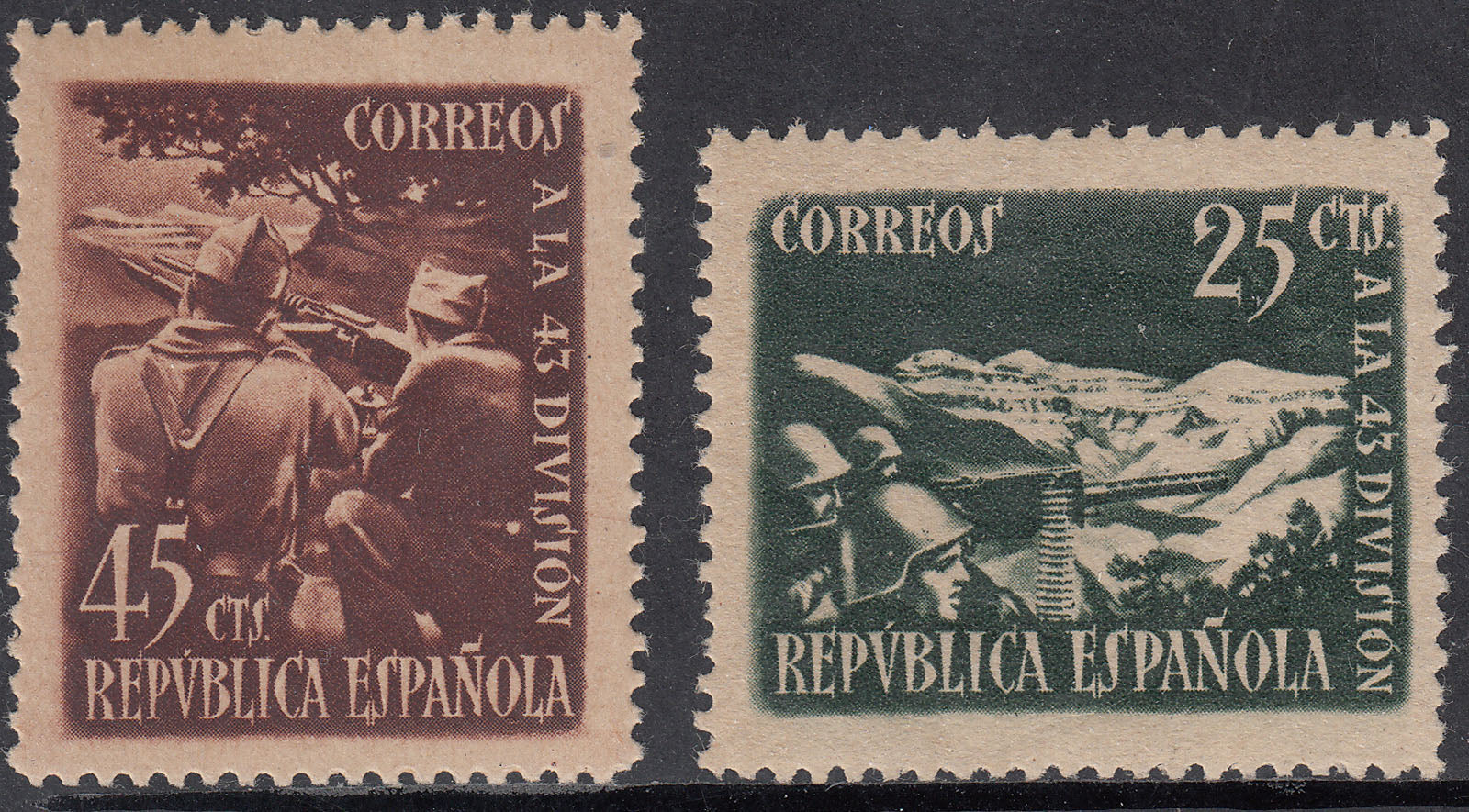 1938 SPAIN 43 DIVISION REPUBLICAN ARMY (ED.787-788) MNH VF