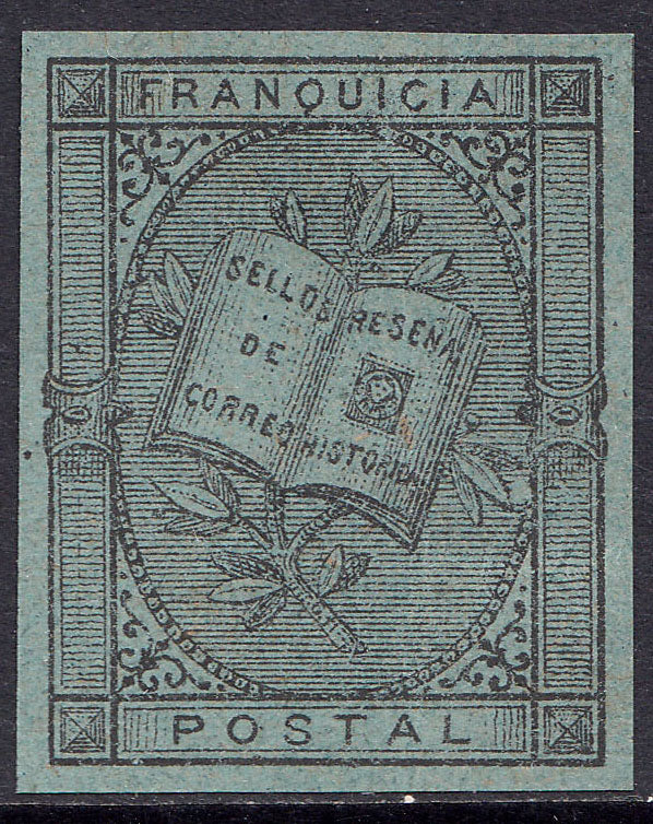 1881 SPAIN POSTAL FRANCHISE IMPERF BLUE COLOR PROOF (GALVEZ 1310) MNG