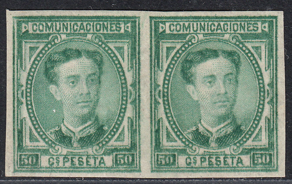 1876 SPAIN ALFONSO XII IMPERF PAIR (ED.179s) MH VF