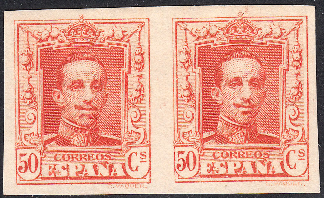 1922-30 SPAIN ALFONSO XIII IMPERF PAIR (ED.320s) MH VF