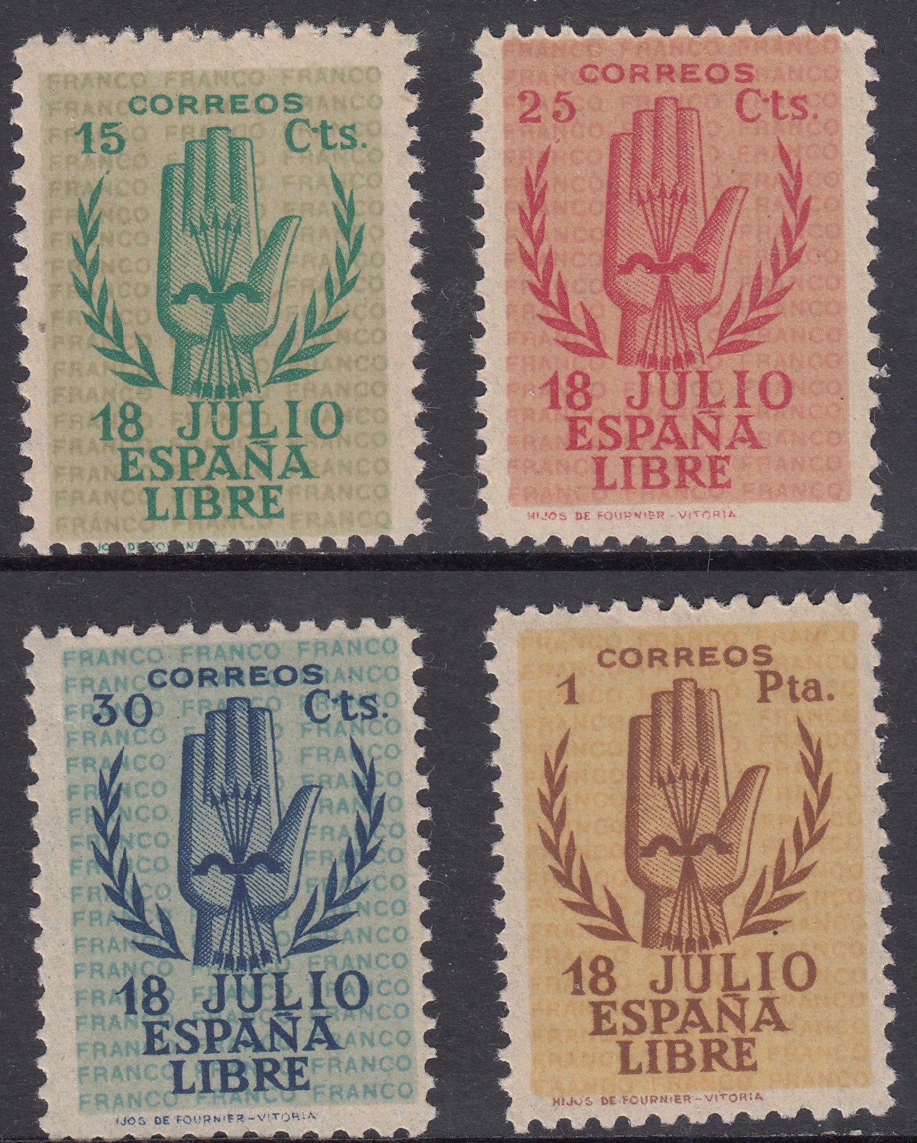 1938 SPAIN 2ND ANNIVERSARY CIVIL WAR SET (ED.851-854) MNH VF