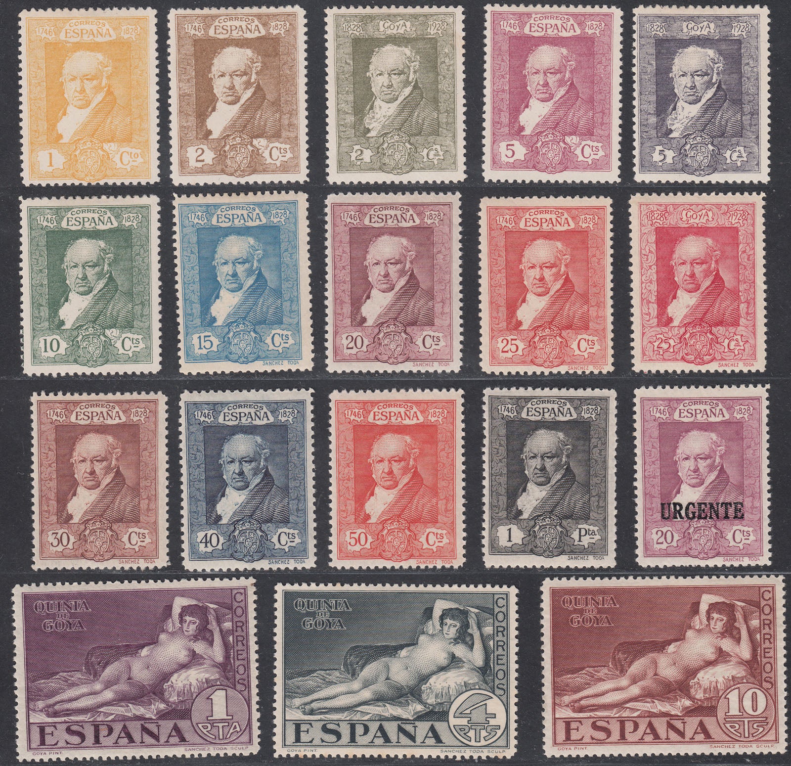 1930 SPAIN GOYA ISSUE (ED.499-516) MH VF