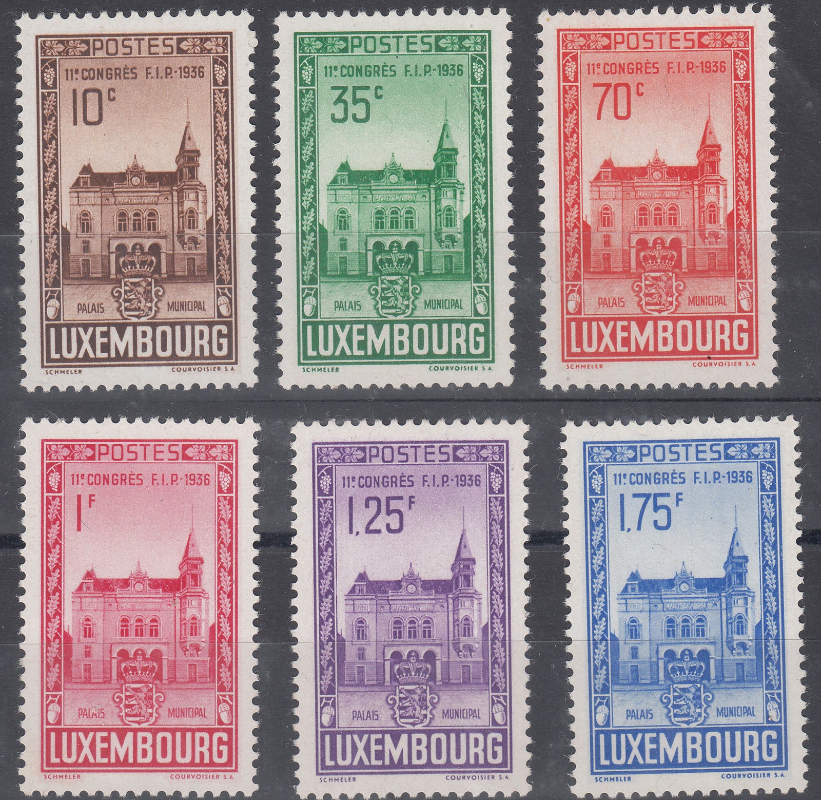 1936 LUXEMBOURG 11th PHILATELIC CONGRESS (YVERT# 282-287) MNH VF