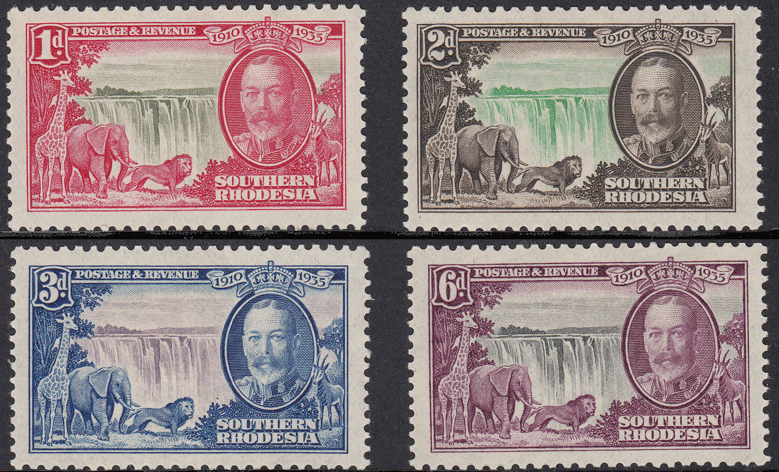1935 SOUTHERN RHODESIA KGV SILVER JUBILEE ISSUE (SG# 31-34) MH VF