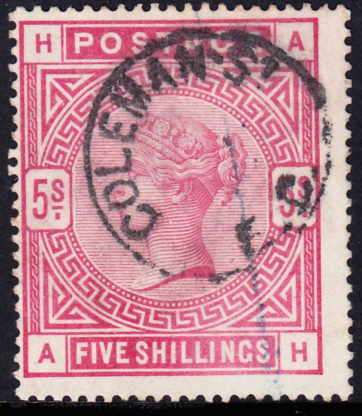1884 GREAT BRITAIN QV 5 SHILLINGS (SG # 180) USED VF