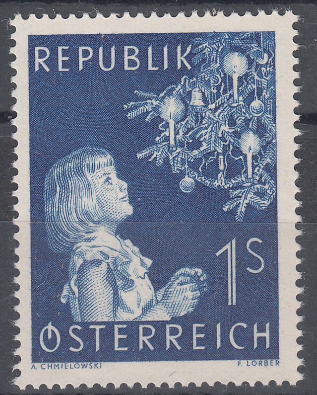 1954 AUSTRIA CHILD & CHRISTMAS (YVERT# 842) MNH VF