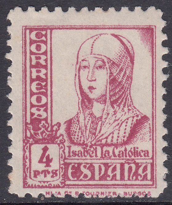 1937 SPAIN ISABEL 4PTS MAGENTA (ED.829) MNH VF