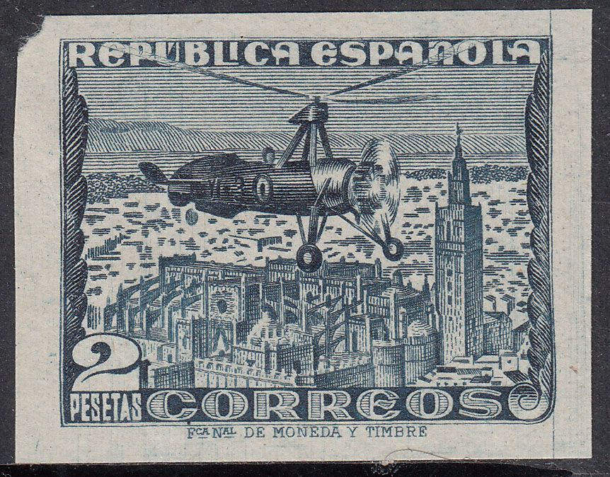 1938 SPAIN AUTOGIRO OVER SEVILLE IMPERF (ED.769s) MNH VF