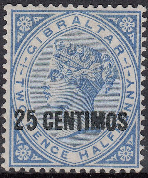 1889 GIBRALTAR QV SURCHARGE 25cts on 2½d (SG# 18) MLH VF