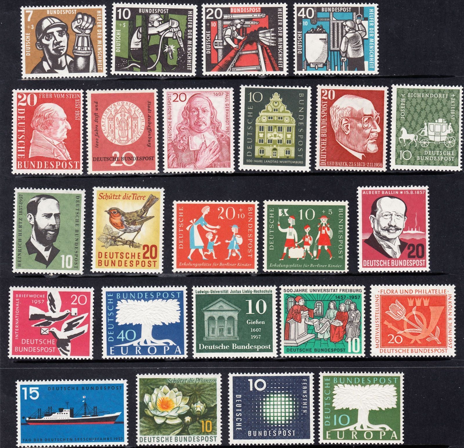 1957 GERMANY FEDERAL 24 VALUES (YVERT#129-152) MNH VF