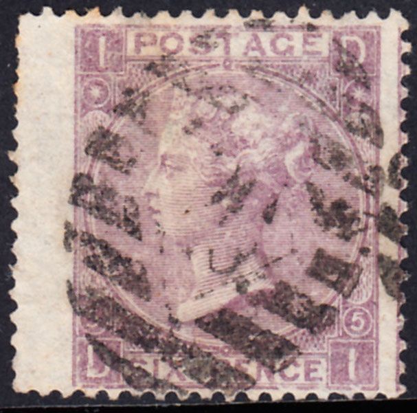 1865 GREAT BRITAIN QV 6d LILAC WITH HYPHEN PLATE 5 (SG # 97) USED VF