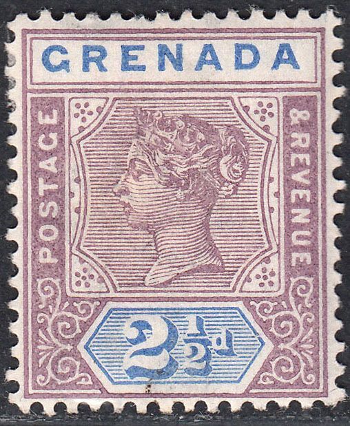1895-99 GRENADA QV 2½d MAUVE & ULTRAMARINE (SG#51) MH VF