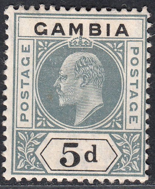 1904-06 GAMBIA KEVII 5d GREY & BLACK (SG # 63) MH VF