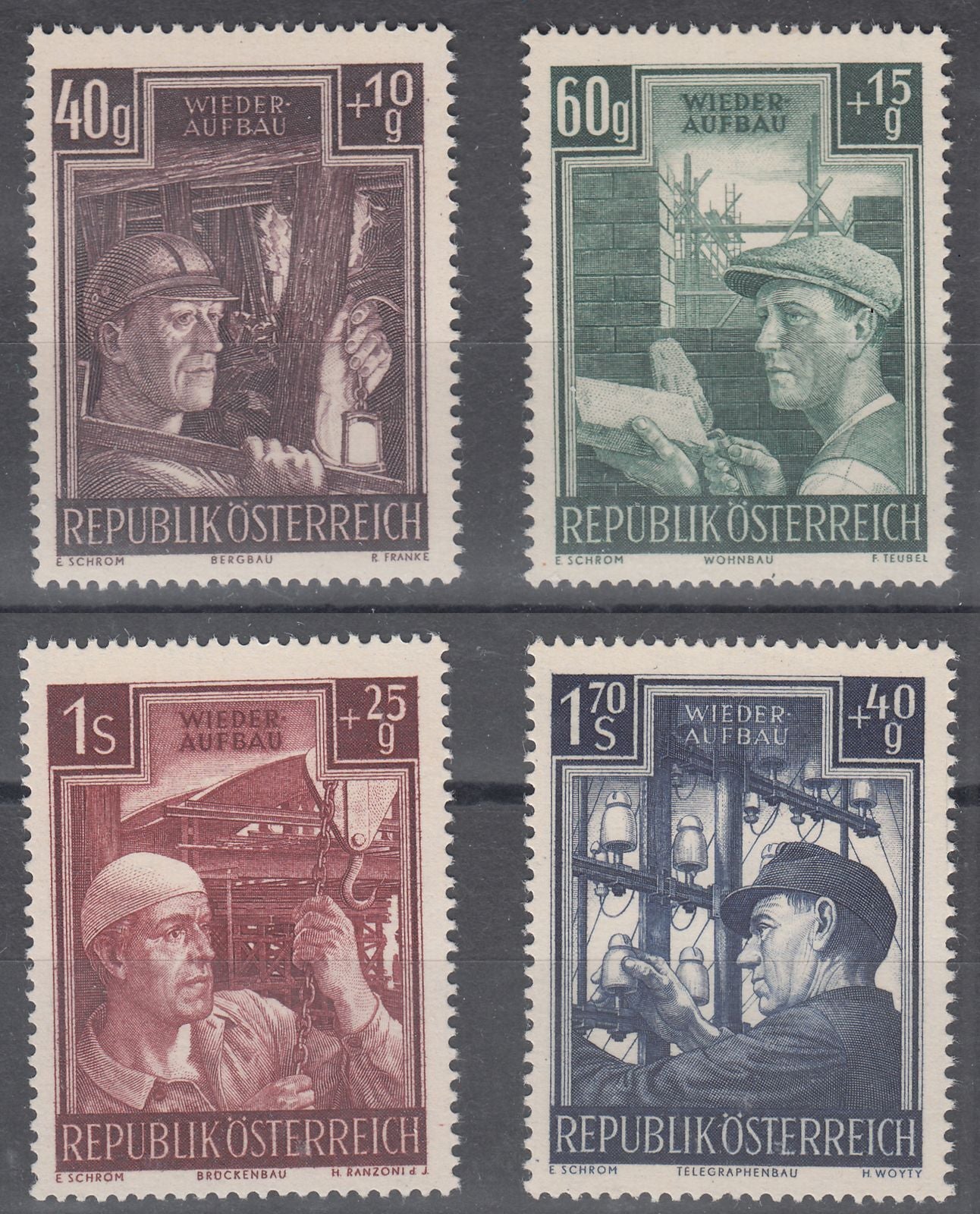1951 AUSTRIA RECONSTRUCTION FUND COMPLETE SET (YVERT# 794-797) MNH VF