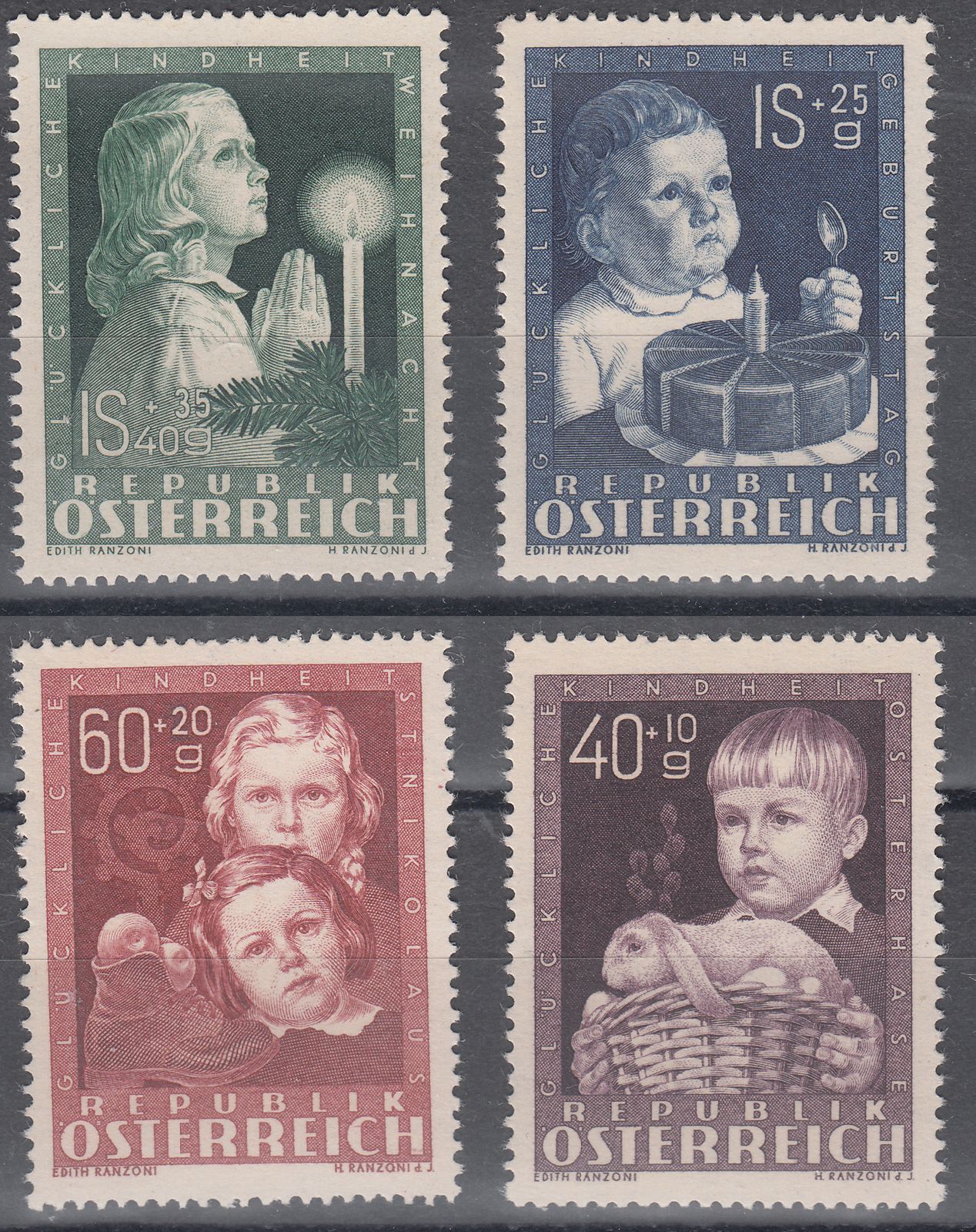 1949 AUSTRIA CHILD WELFARE FUND SET (YVERT# 765-768) MNH VF